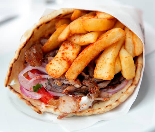 Greek pork souvlaki wrap