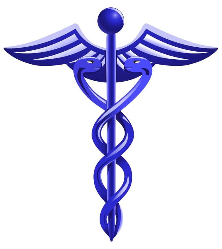 vector blue caduceus symbol on white background