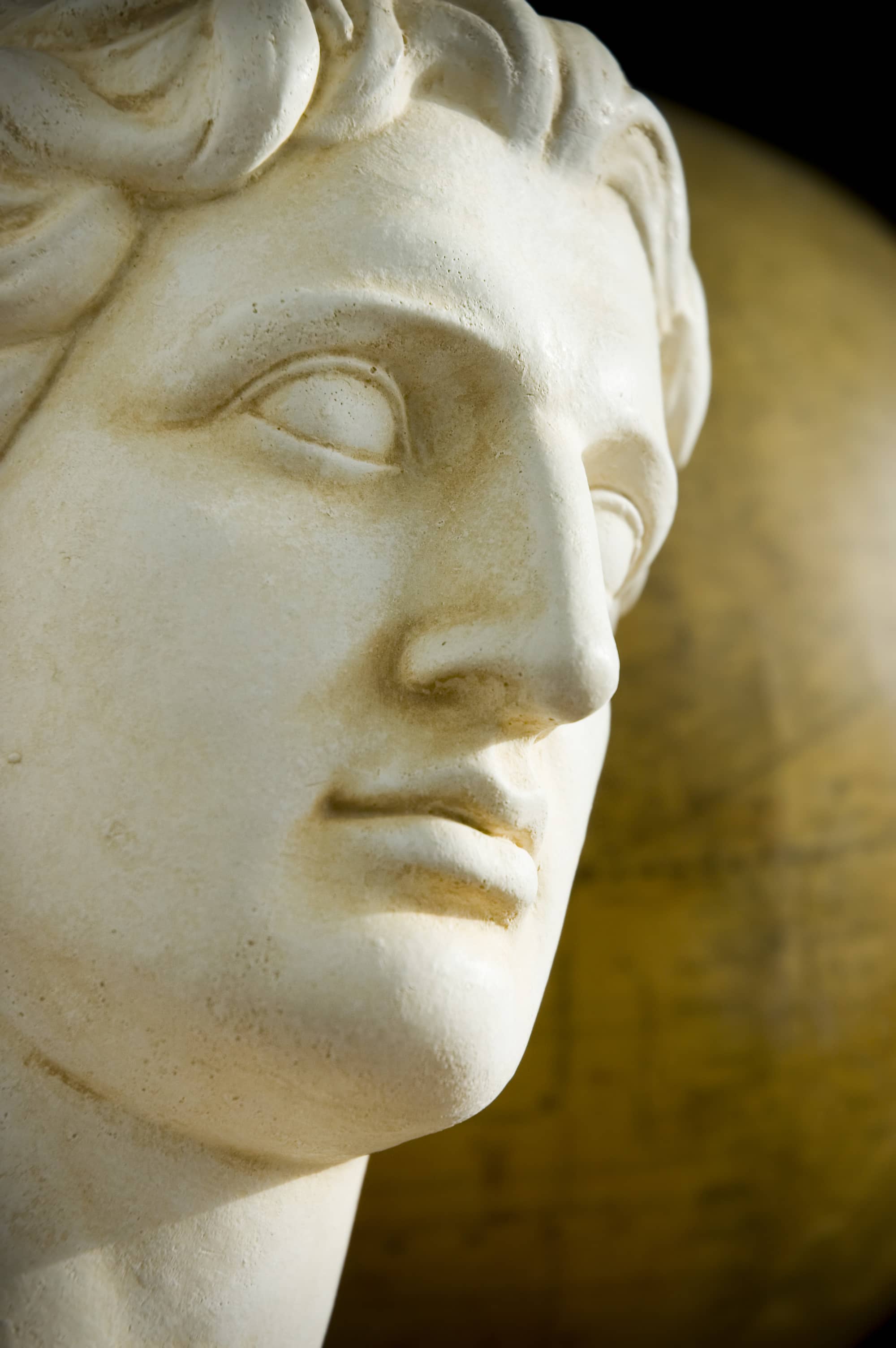 Alexander the Great bust with an antique globe in the background.