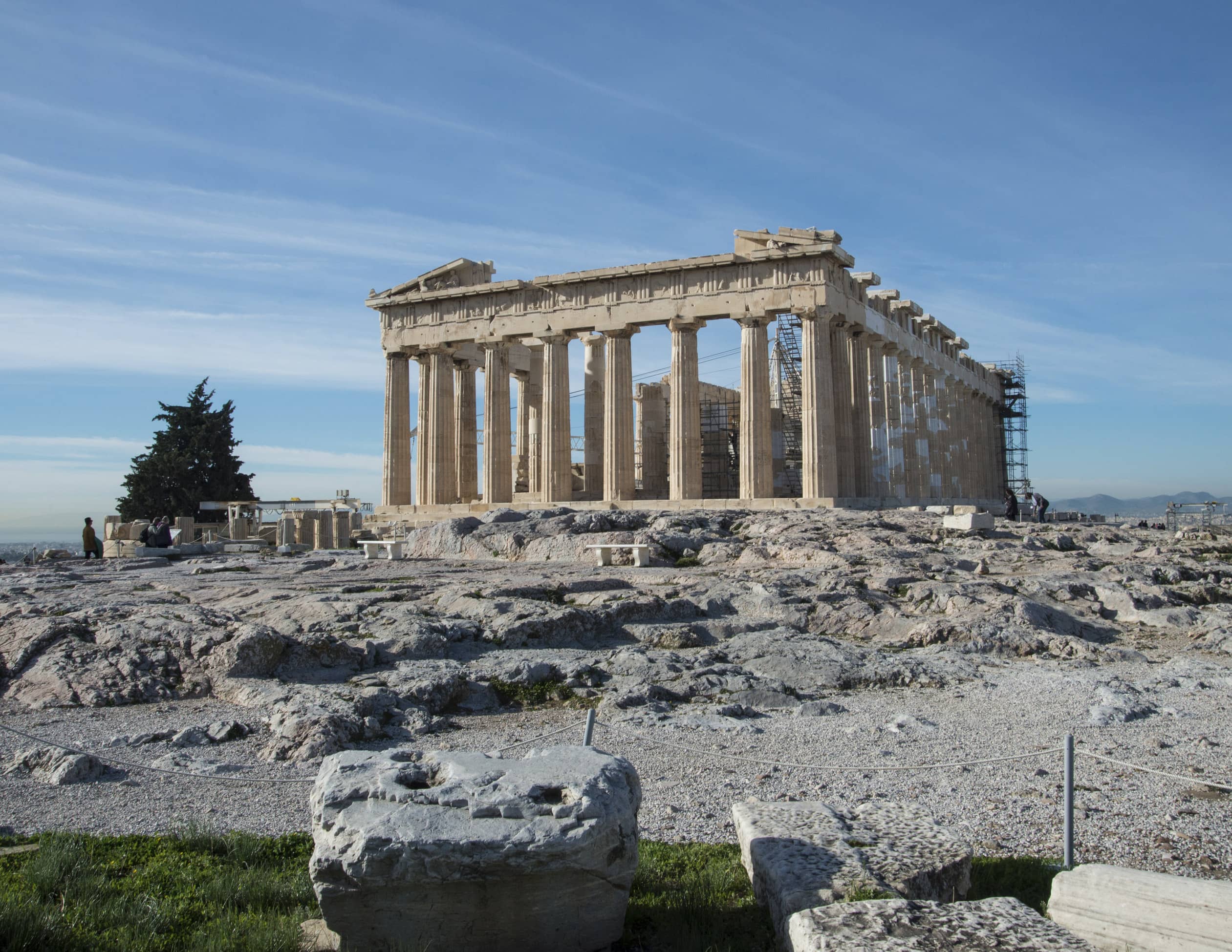 The Greek Parthenon atop the Acropolis in Athens, Greece